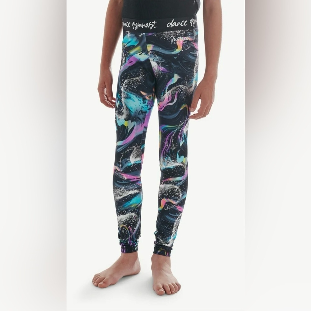 Justice Dance Gym Black and Pink Abstract Leggings